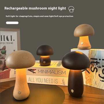 Hölzerne süße Pilz LED Nachtlicht mit Touch-Schalter Nachttisch Lampe
