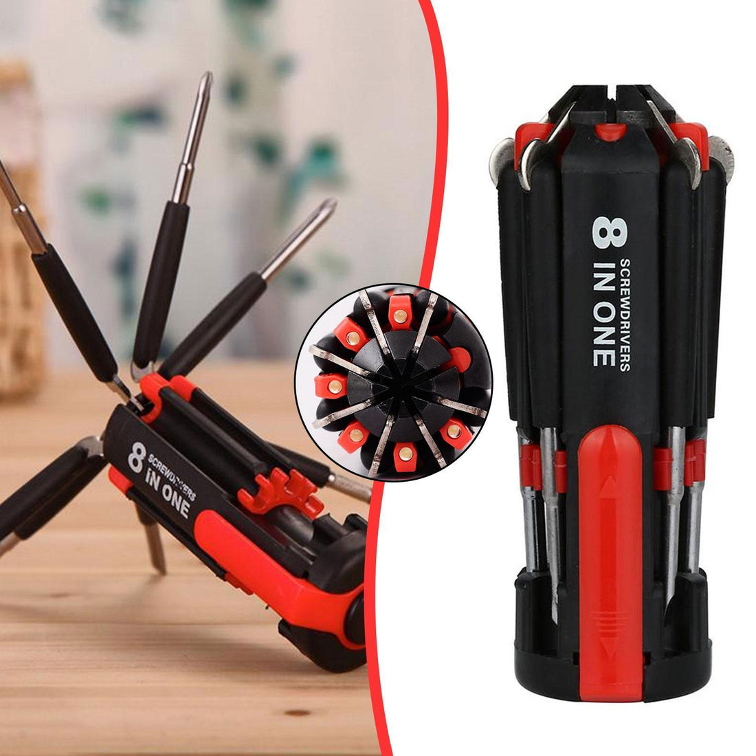 8-in-1-Schraubendreher mit LED-Taschenlampe